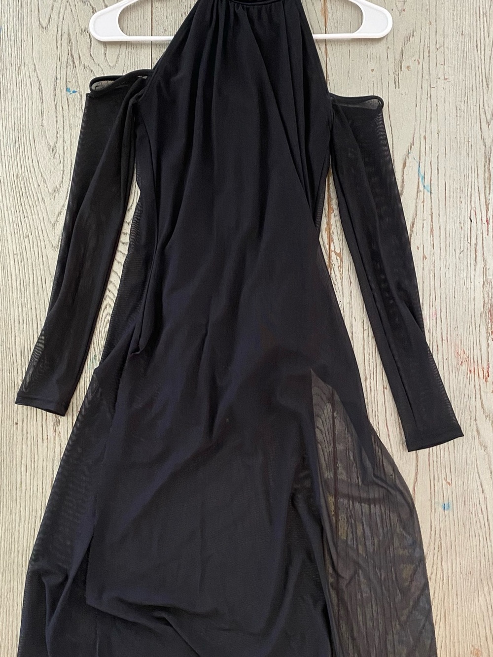 Revolution Black Long-Sleeve Cold-Shoulder Maxi Dress